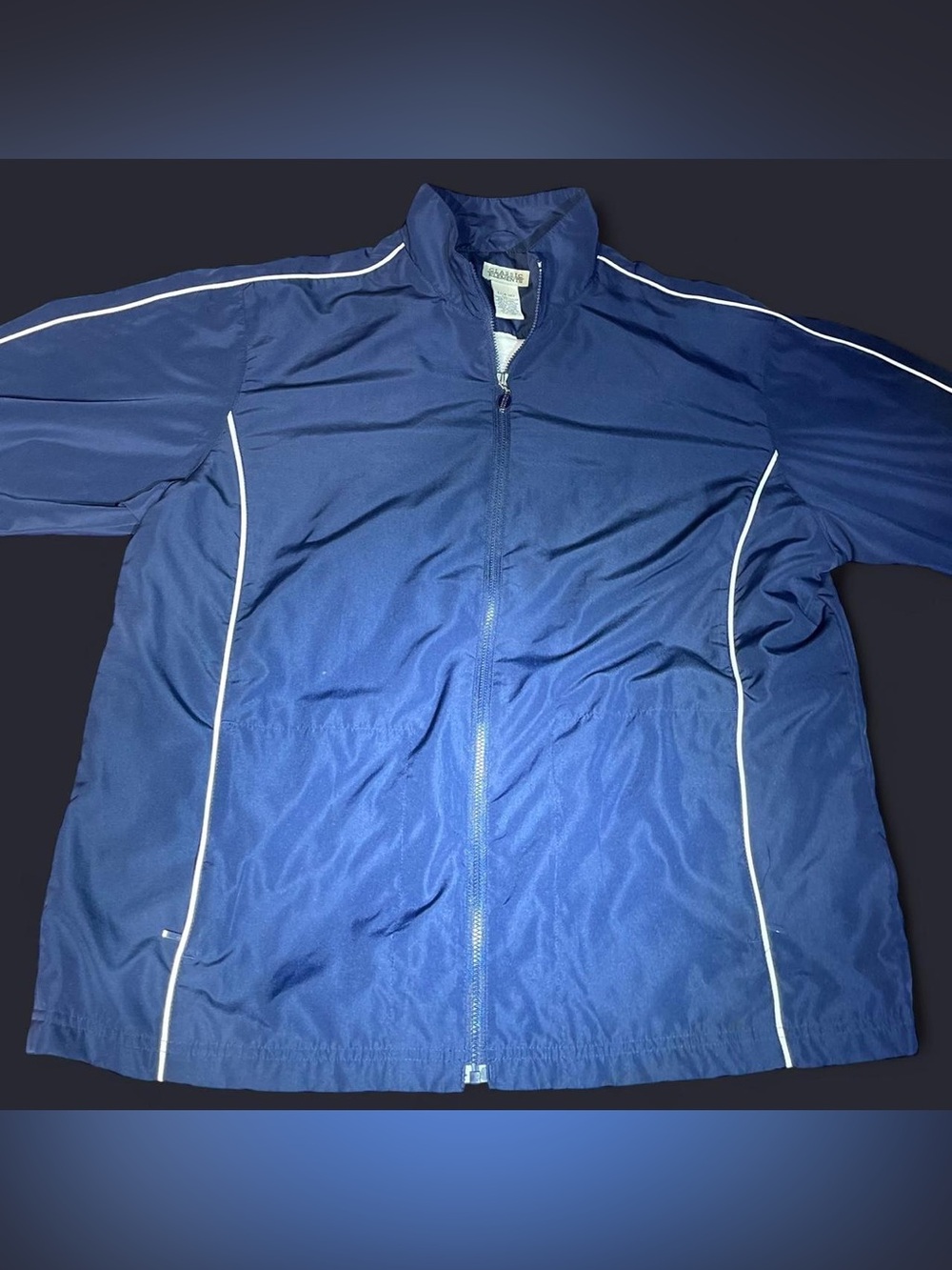 Men's Navy Track Jacket with Contrast Piping
